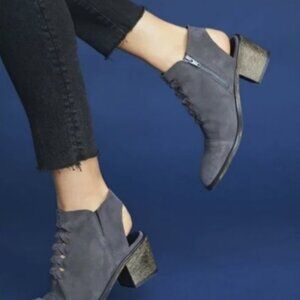Anthropologie Klub Nico Denim Grey Blue Open Sling Back Suede Boots Size 9